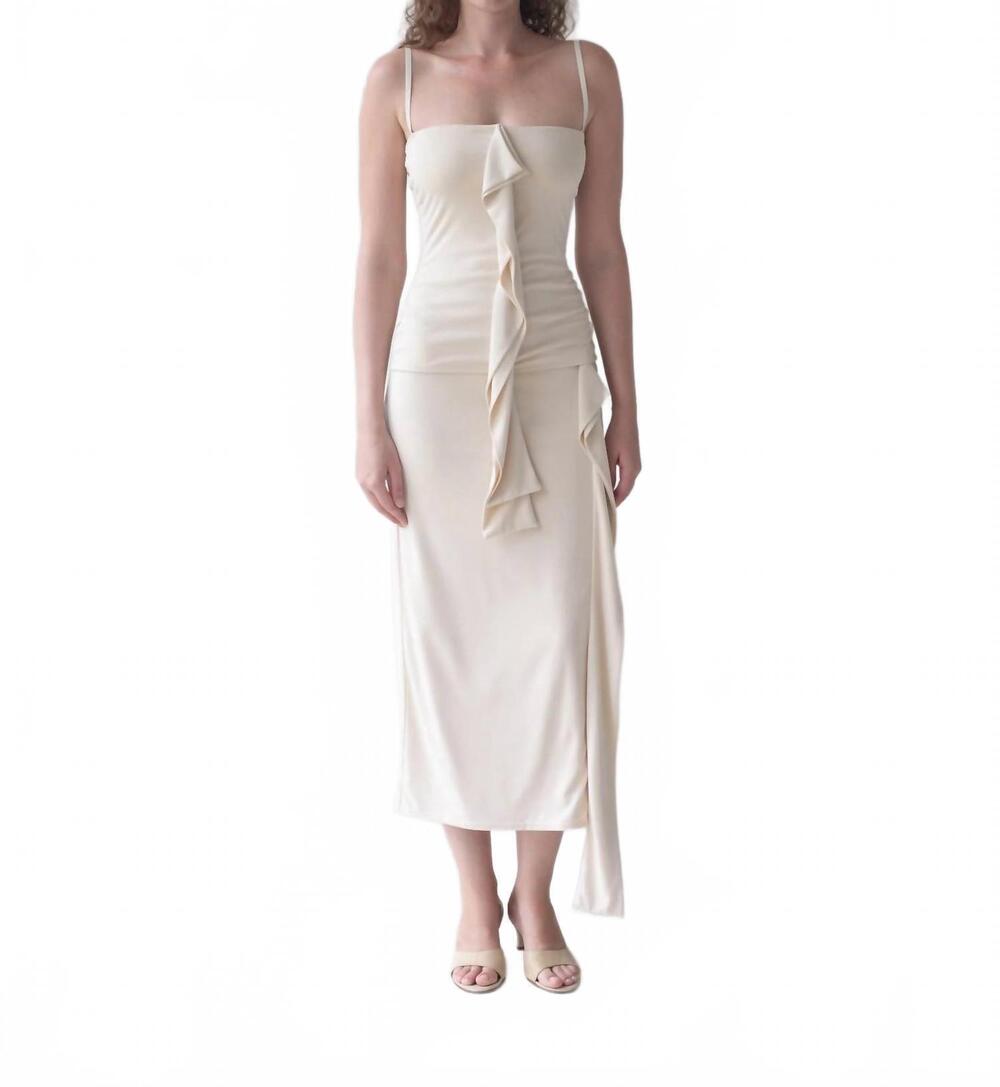 NEW BELLE ANNA cascade square neck top in cream